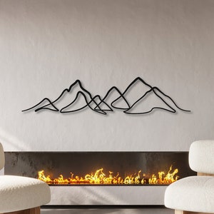 Minimalist Mountain Wall Decor Metal Line Art Home Gifts, Outdoor Decor, Above Bed Decor
