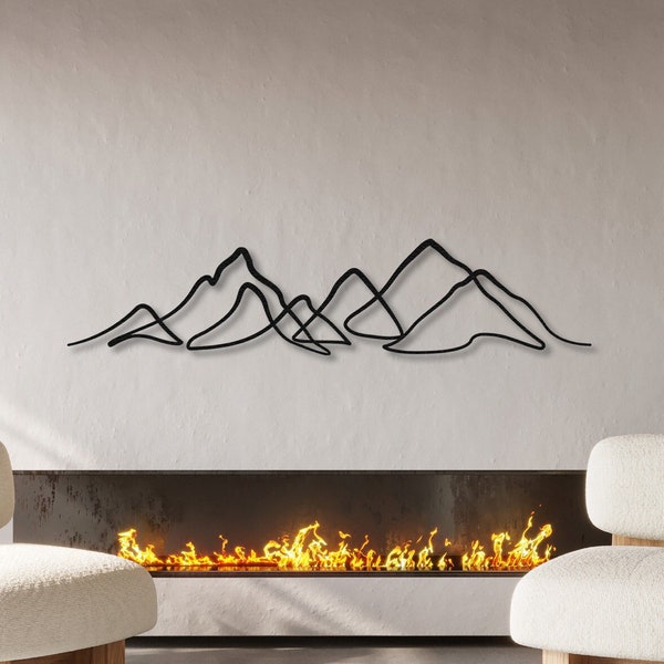 Minimalistische Bergwanddekor-Metalllinie Art-Hausgeschenke, im im Freiendekor, über Bettdekor