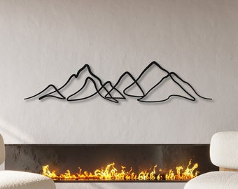 Minimalist Mountain Silhouette Wall Decor Metal Line Art Home Gifts, Outdoor Decor, Above Bed Decor