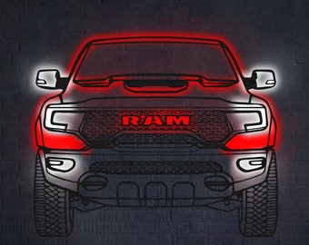 Metalen muurkunst led auto silhouet: custom autoliefhebber cadeau