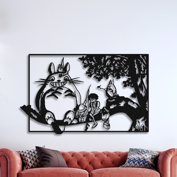 Studio Ghibli My Neighbor Totoro Anime Metal Wall Art Decor, Totoro On Tree Branch