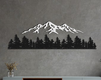 Mountain Forest Metal Wall Art: Nature Inspired Room Decor