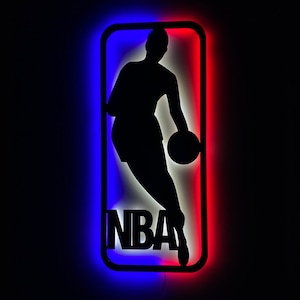 NBA Basketball Led Sign Gift For Boyfriend Game Room Decor, Wood Wall Decor,