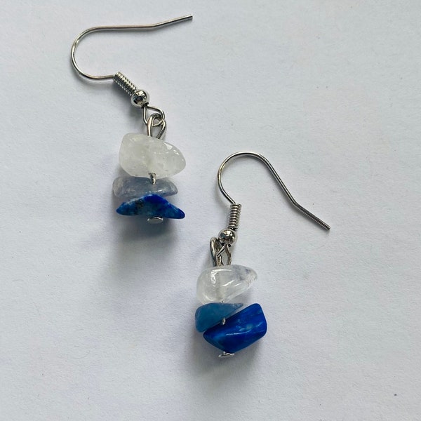 Gemstone Earrings. Custom Colors. Hooked Earing back. Durable, Handmade, Handcrafted. Great Gift For Friends And Family. Customizable.