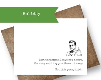 RUDE Middle Finger | Funny Christmas Card for Him | Sarcastic Christmas Card for Snarky People (like you) | Irreverent Last Christmas Card