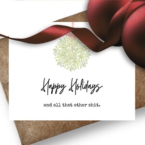 Happy Holidays & Sh!t | Funny Holiday Card for Adults | Holiday Spirit with a Side of Sarcasm | Vintage Style | Single or Set