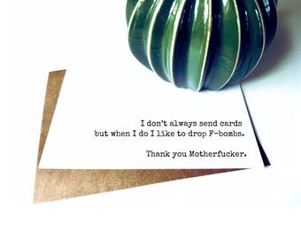Thanks MotherF&CKER | Funny Thank You Card for Friend | Rude Thank You Card for Him | Bet that MF will be Surprised that You Sent a Card