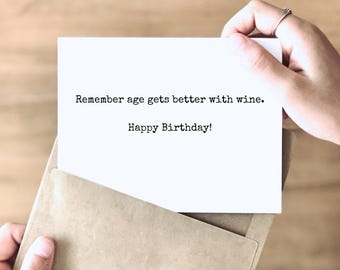WINE Lover Birthday | Funny Birthday Card for Her | Card for Friend | Card for a Sister | Pairs Well with Wine | NOTE: Two Card Variations