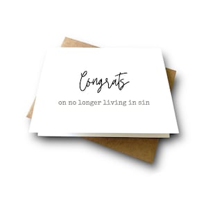 No Longer Living in Sin | Funny Wedding Card | Wedding Congratulations Card | Funny Engagement Card for the Happy Couple | Wedding Shower