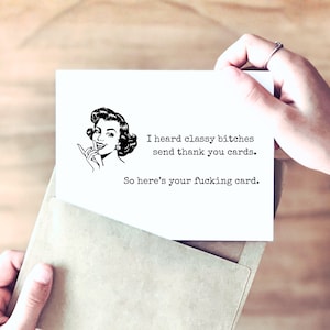 Classy Bitch Funny Thank You Card for Sassy Friends | Show some Manners & Send a F-ing Card
