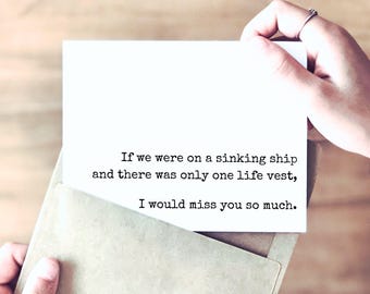 If We Were on a Sinking Ship | Friendship Card | Funny Birthday Card | Thinking of You Card | Buh-Bye, Nice Knowing You