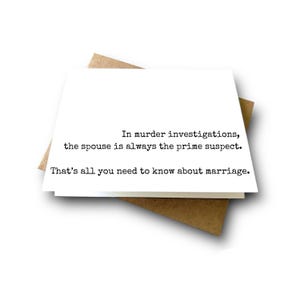 Murders & Marriage | Funny Wedding Card | Unique Bridal Shower Gift | Anniversary Card | Engagement Card for the Happy Couple | Handcrafted