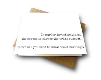Murders & Marriage | Funny Wedding Card | Unique Bridal Shower Gift | Anniversary Card | Engagement Card for the Happy Couple