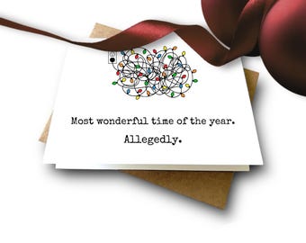 TANGLED! Funny Christmas Card | Sarcastic Holiday Cards to Spread Some Cheer | Beautiful & One-of-a-Kind Holiday Cards | Single or Set