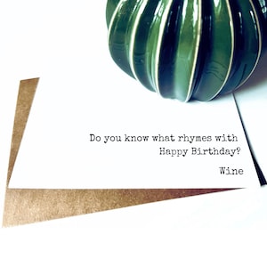 WINE Lover Birthday | Funny Birthday Card for Her | Card for Friend | Card for a Sister | Pairs Well with Wine | NOTE: Two Card Variations
