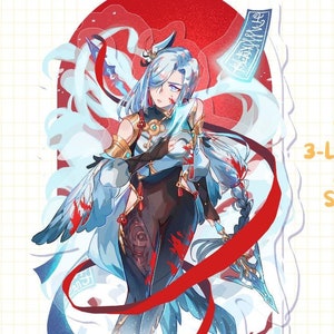 Genshin - Shenhe Red Ribbon Multi-Layered Acrylic Standee