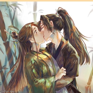 SVSSS - Bingqiu First Kiss 7 x 7 Square Print | Scum Villain Self Saving System Luo Binghe & Shen Qingqiu