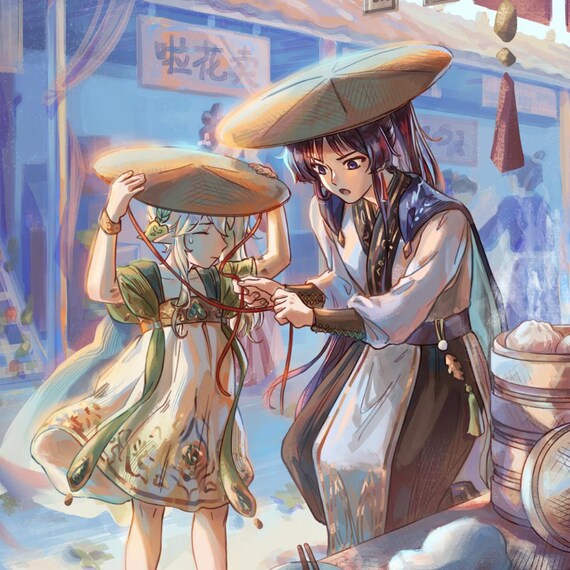 Wanderer Nahida Market Art Print - Genshin Impact Poster 5 x 7 / 8.5 x 11 Sumeru Archon & Scaramouche