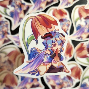 Genshin - Fairy Ganyu Eating a Flower Glossy Vinyl Sticker