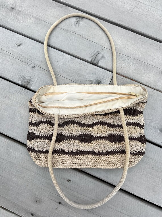 Vintage 1970s CROCHET PURSE Macramé Retro bag, wo… - image 6