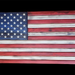 Handmade Wooden American Flag with Resin Stars – Patriotic Wall Art, Military Gift