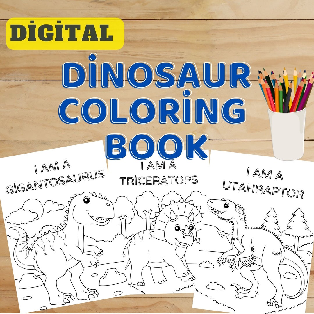Dinosaur Coloring Book. Coloring Page Printable. ZIP PDF - Etsy