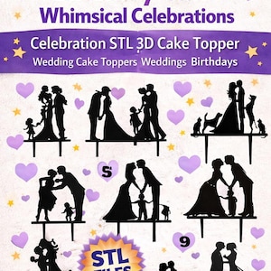 Decorazione per torta nuziale, torta di compleanno, celebrazioni stravaganti: decorazione per torta nuziale STL 3D, decorazioni per torte nuziali, matrimoni, compleanni