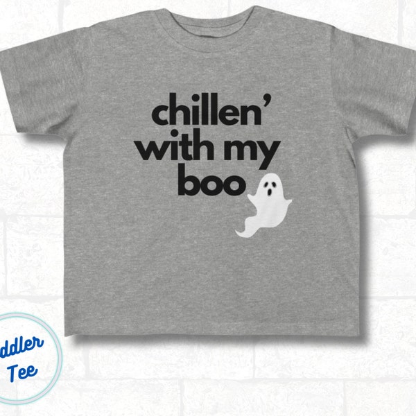 Toddler Boy Graphic T-Shirt I Toddler Halloween T-shirt I Trendy Toddler Boy Halloween Graphic Tees I Chillen' With My Boo I Ghost T-shirt