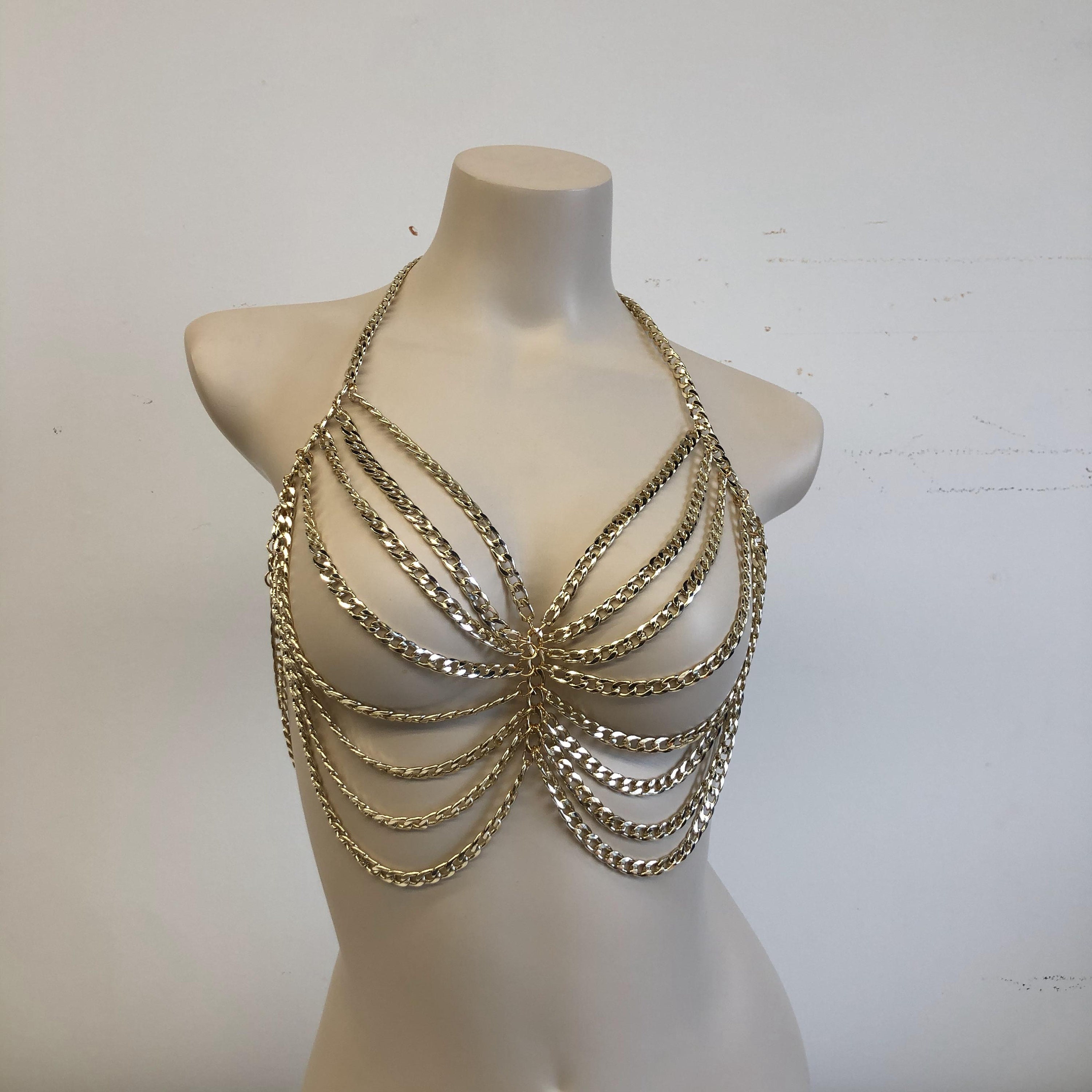 Gold Body Chain / Body Jewelry / Shoulder Chain / Belly Chain 