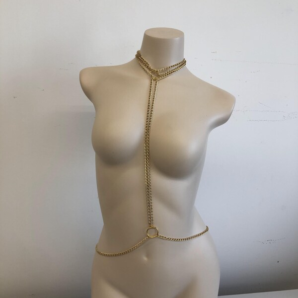 Beautiful body chain - silver or gold • Festival accessories • Chest chain Belly chain • Summer accessories • Beach jewelry • Silver chain