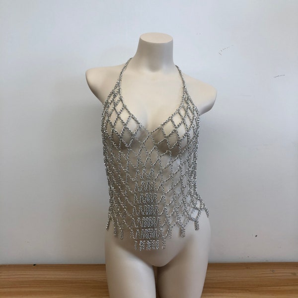 Bikini Cover Up, Chain Mail Dress, Adjustable Backless Dress, Body Chain, Festival Outfit