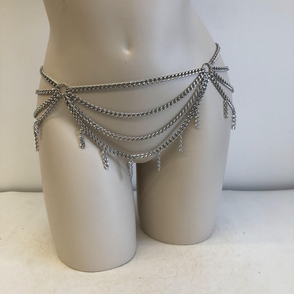 Elegant waist chain in silvery or silver, belly chain women, silvery body chain, waist jewelry, silvery hip chain, waist chain
