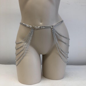 Elegante cadena de cintura en plateado o plata, cadena de vientre mujeres, cadena de cuerpo, joyería de cintura, cadena de cadera, joyería de cuerpo de cadena de cintura de plata