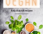 Cookbook Template Canva | Family Cookbook Template | Editable Recipe E-Book | Vegan Food Cookbook | Easy Quick Vegan Recipes | Green Beige