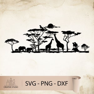african animals set Line Art Cut File, Click dxf files,  Line Art Cut File, Laser Cut Files, Silhouettes dxf file,  Art Dxf Cut File