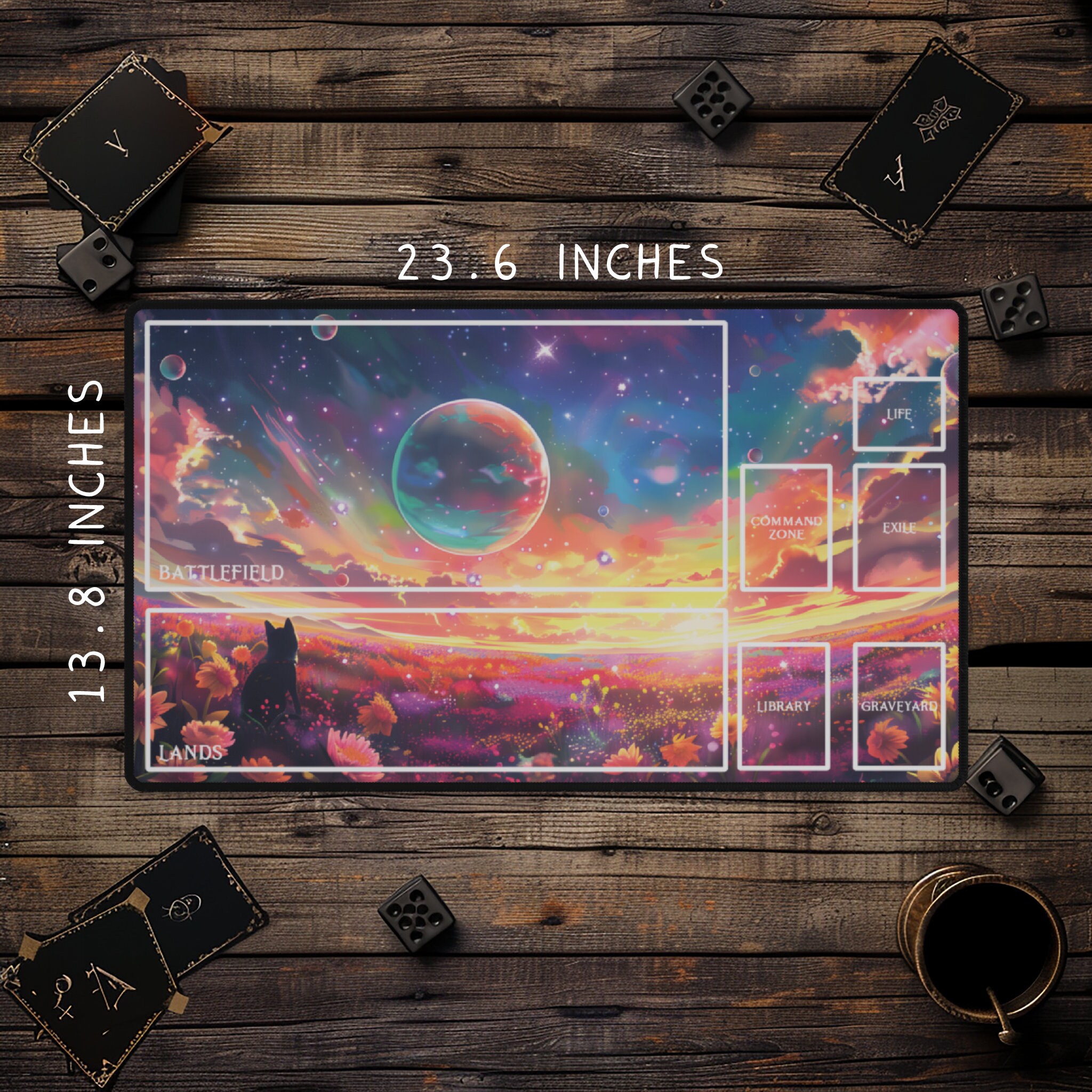 MTG Playmat Zones, Add Zones to Your Chosen Design Approx 24'' X 14