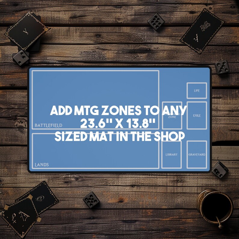 MTG speelmat MTG PlayMat - 60 cm x 35 cm, originele kunst, antislip TCG speelmat met rubberen bodem en genaaide randen, Commander TCG rolbaar en opvouwbare kaartmat (met zone, mtg48-1