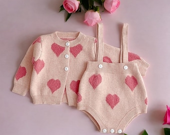 Valentines Day Knitted Romper Set -