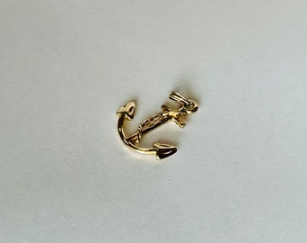 Gold Anchor Charm 14k Gold // Pure 14k Gold Charm. Cross Anchor With Twisted Rope. Nautical Anchor Charm. Sailor's Anchor Cross.