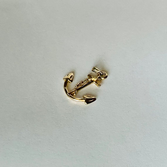 Gold Anchor Charm 14k Gold // Pure 14k Gold Charm… - image 1