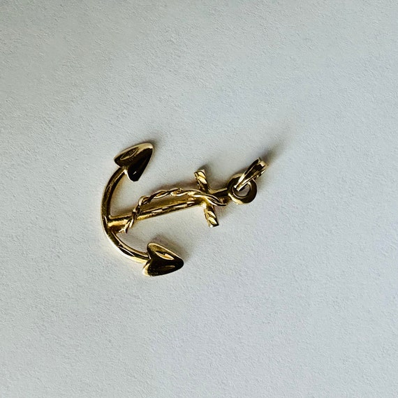 Gold Anchor Charm 14k Gold // Pure 14k Gold Charm… - image 2