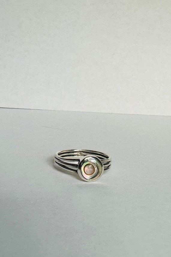 Abalone Sterling Silver Ring: Boho 925 Silver Ban… - image 6