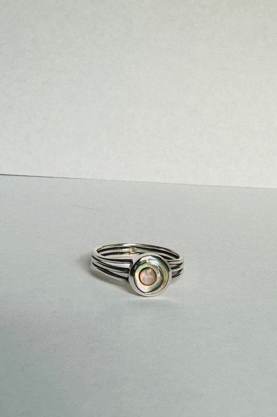 Abalone Sterling Silver Ring: Boho 925 Silver Ban… - image 7
