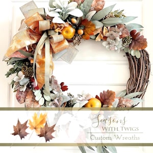 2025 Fall • Autumn Muted Neutral Wreath - Soft Golden Apple