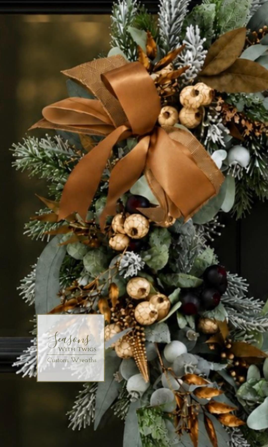 Winter Frosted Eucalyptus Wreath /neutral Christmas Front Door, Double ...