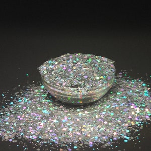 Dominikanische Diamanten Silber Holographic Chunky Mix Exclusive Polyester Glitter Tumbler Handwerk Makeup