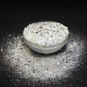 Diamanten im Himmel Silbrig Weiß Chunky Mix Exclusive Polyester Glitter Tumbler Crafts Makeup