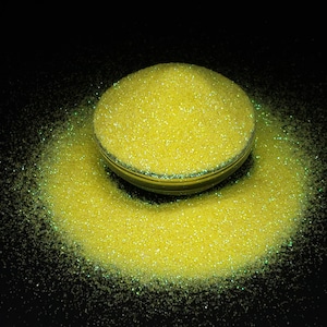 Chiodi per bicchieri cosmetici con glitter iridescenti, taglio fine, colore giallo alba, in poliestere scintillante