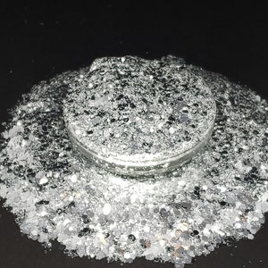 Nirvana Silber Reflektierende Chunky Mix Exklusive Polyester Glitzer Becher Handwerk Make-up