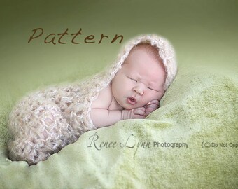 PATTERN ONLY - Crochet Pattern for newborn hooded cocoon Photo Prop - Digital Download